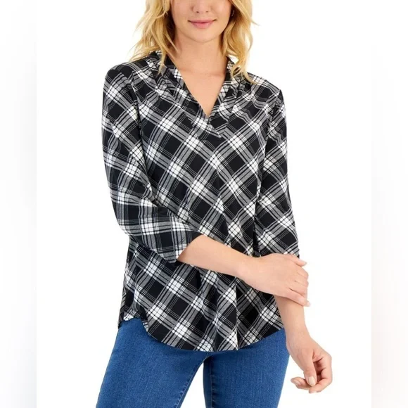 NWT Charter Club Plaid Shirt Size XS - Picture 2 of 10
